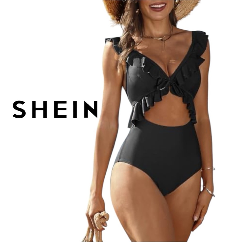 🌷SHEIN Ruffle Cut-Out One Piece Swimsuit Size 3X 3/$30